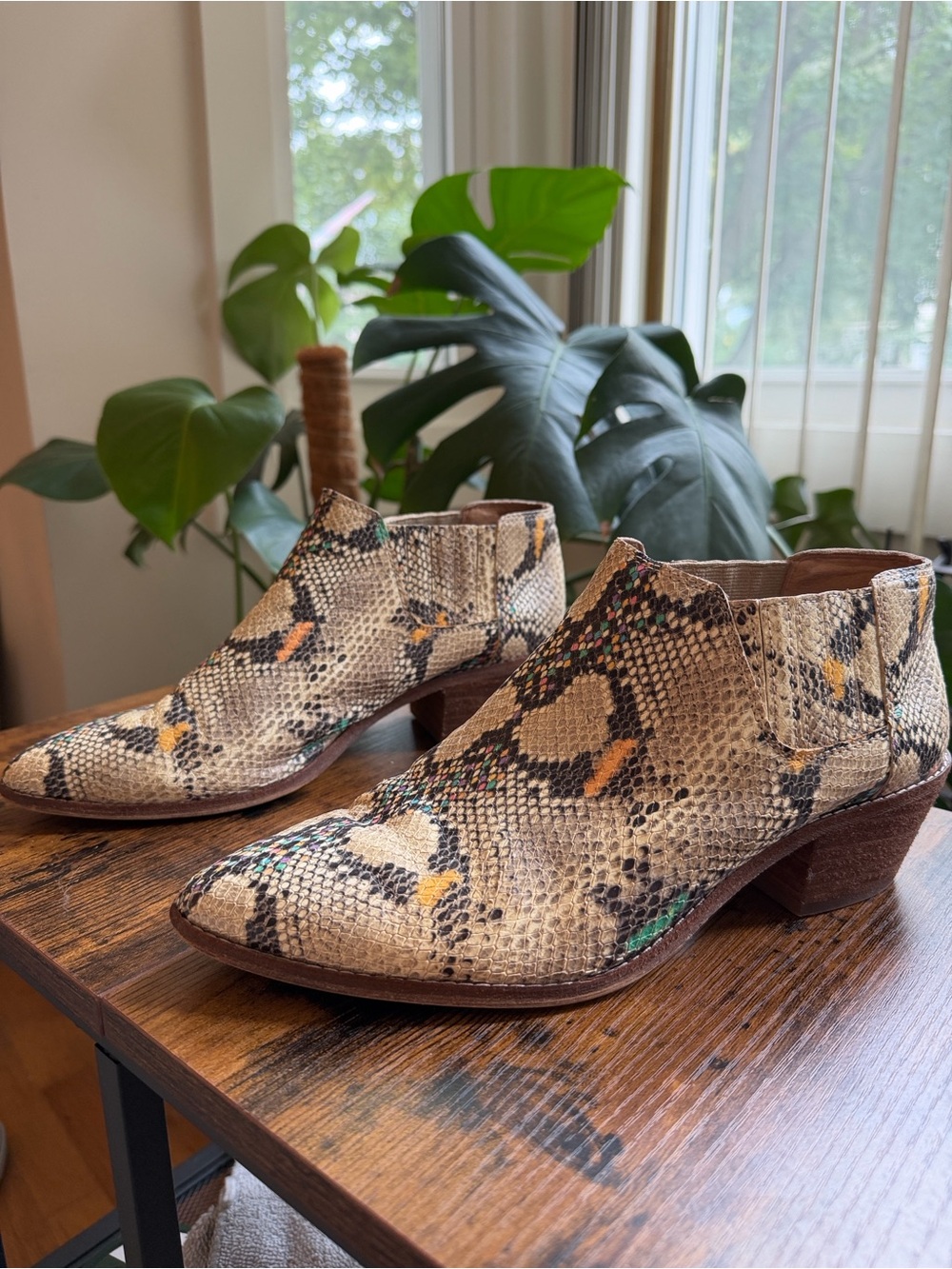 Madewell Myles Rainbow Snake Leather Western Ankle Boots 10
